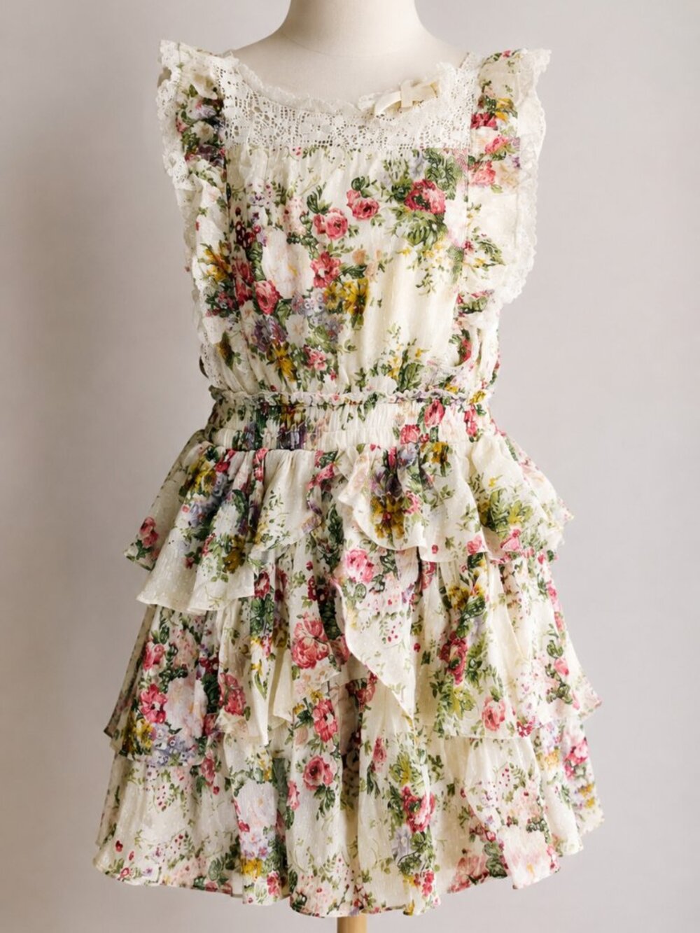LoveShackFancy Girls Floral Ruffle Dress – Size 8–9